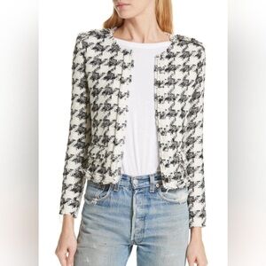 IRO Hope Wool Houndstooth Tweed Collarless Jacket